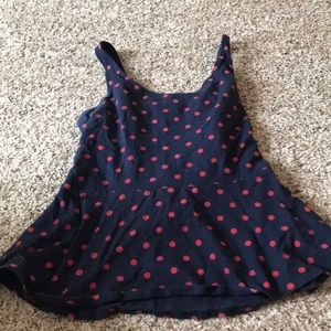 Red and blue peplum tank
